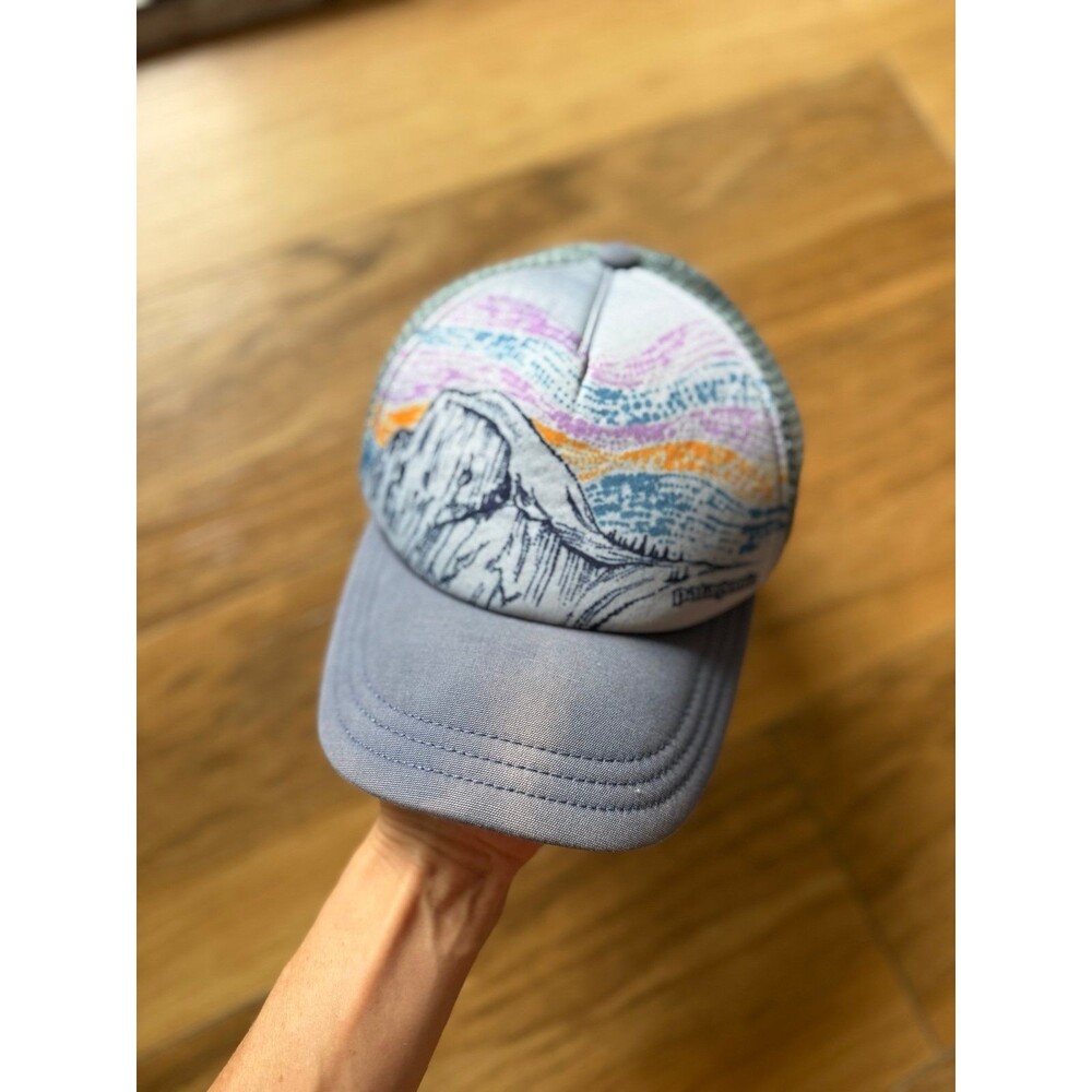 Patagonia 2018 Mountain Graphic Trucker Hat Gray Mesh Snapback - discolored brim